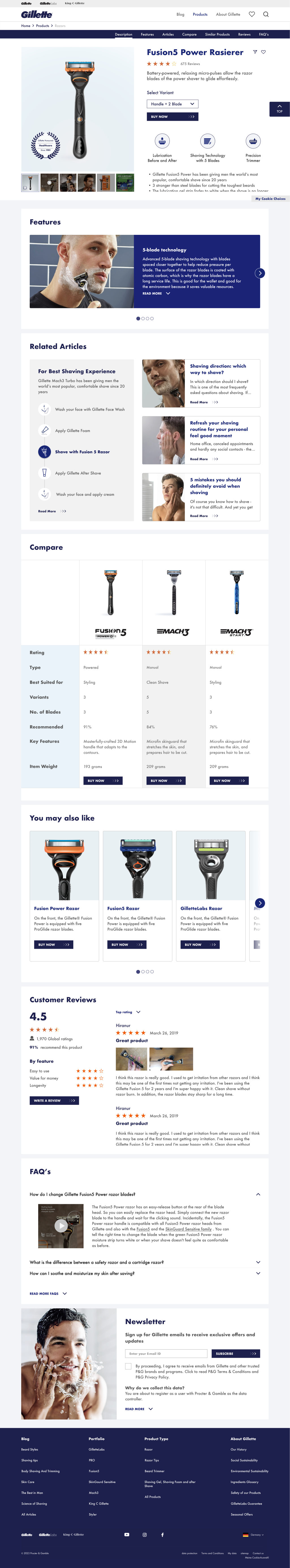 Gillette PDP redesign walkthrough
